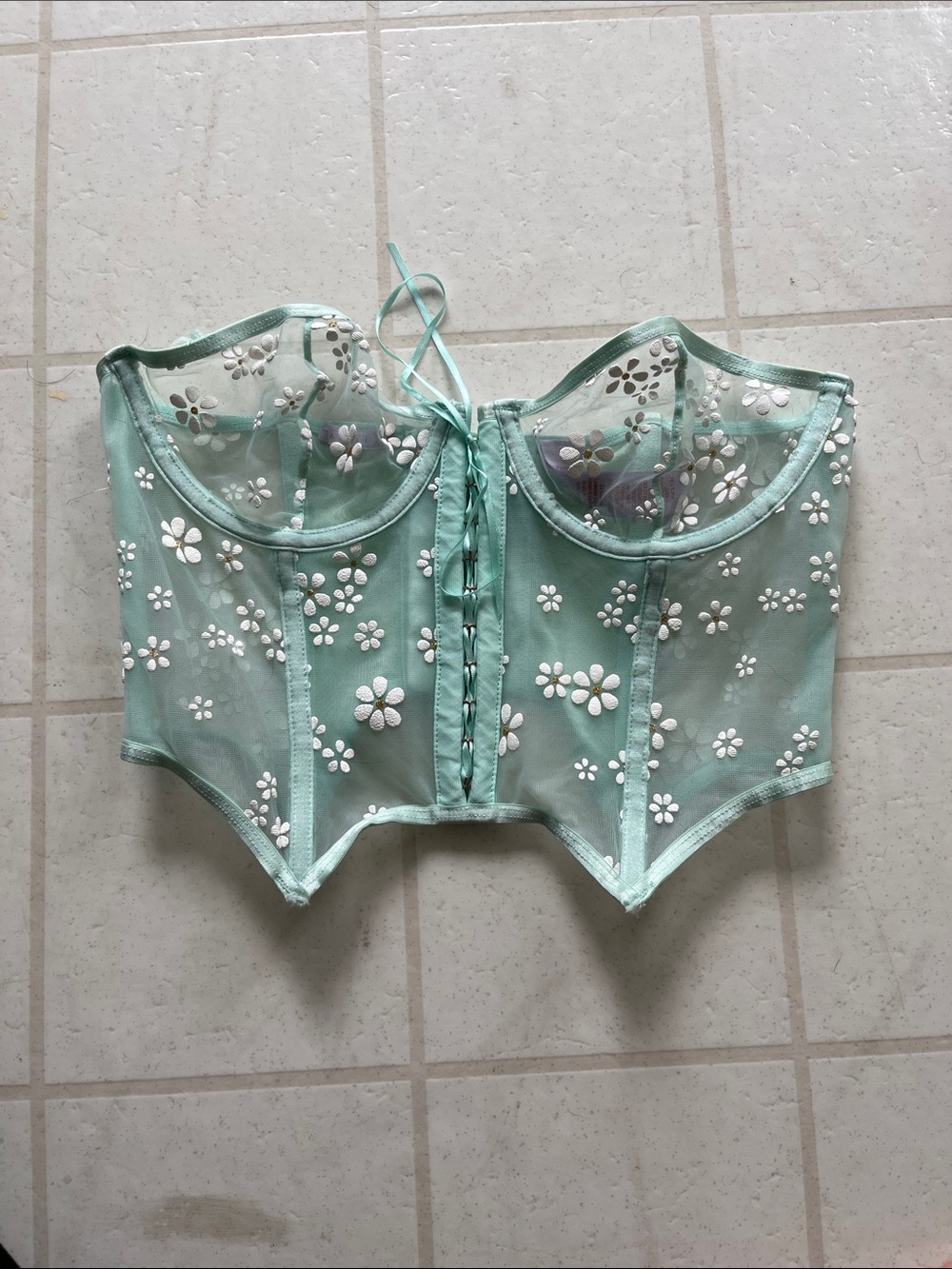 Savage x Fenty Green Daisy Bustier